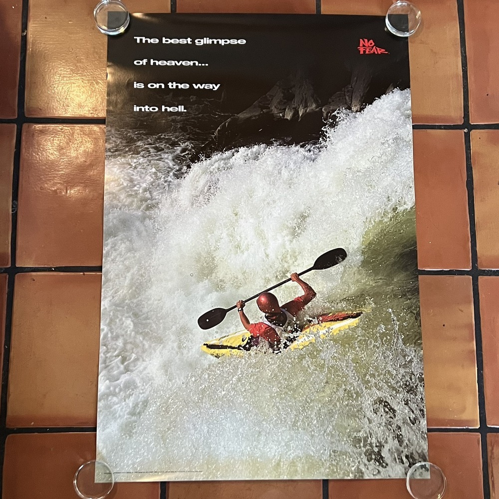 No Fear Vintage 1990's Kayaking Poster‎ 24 x 36"